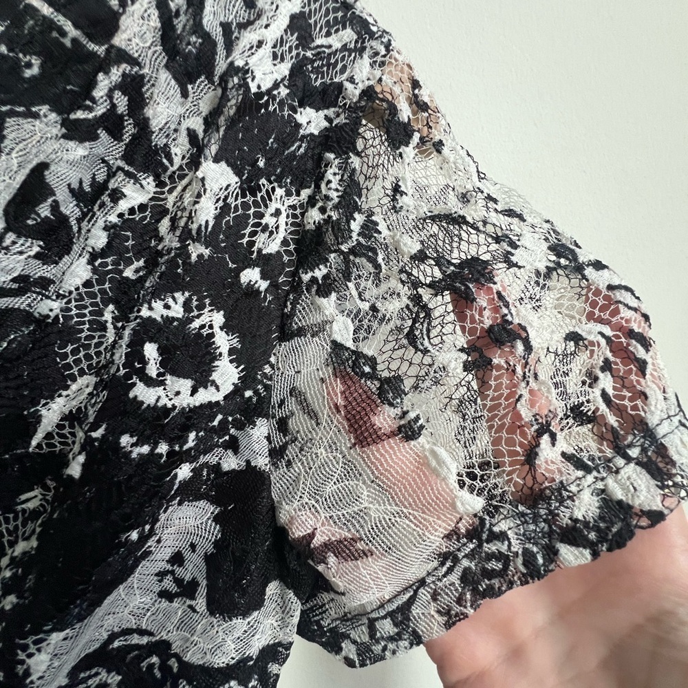 REISS Bodycon Romisa Draped Lace dress Asymmetrical Whimsical Y2K abstract print - Picture 8 of 15